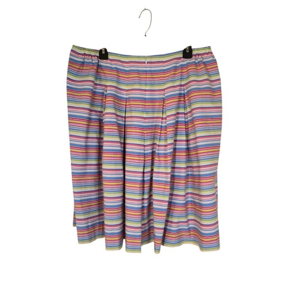 Talbot's Woman Striped Pleated Skirt Size 16W Pink Preppy Career Classic - Picture 2 of 7